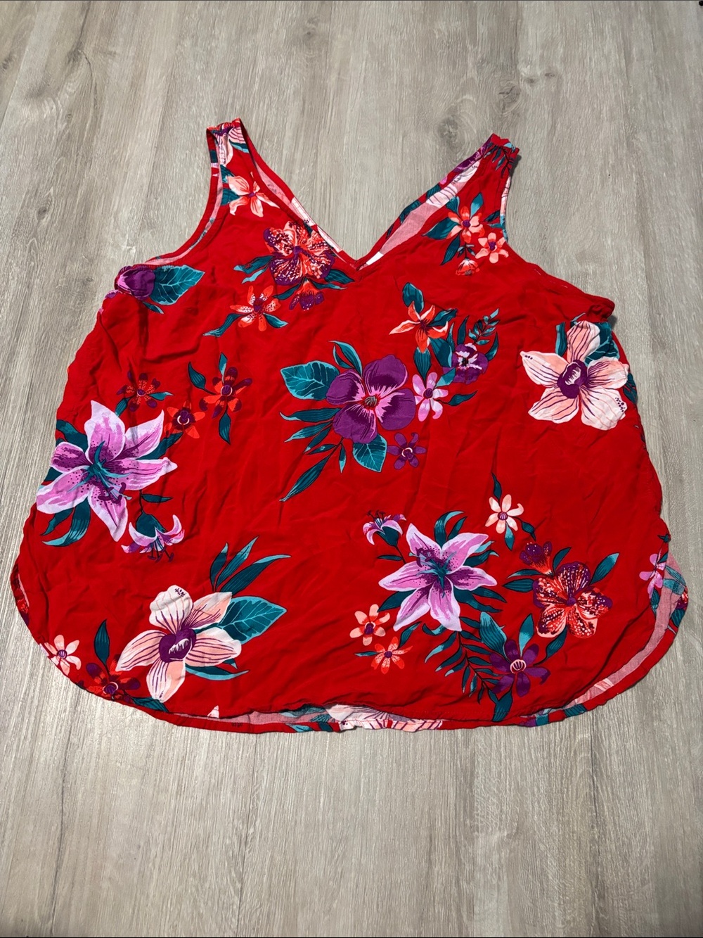 Old Navy Red Floral V-Neck Camisole